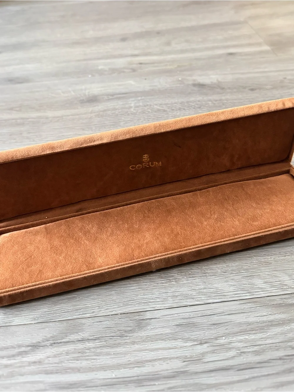 CORUM Tan Watch/Bracelet Box + Outer Box 10.30x3x1.10”